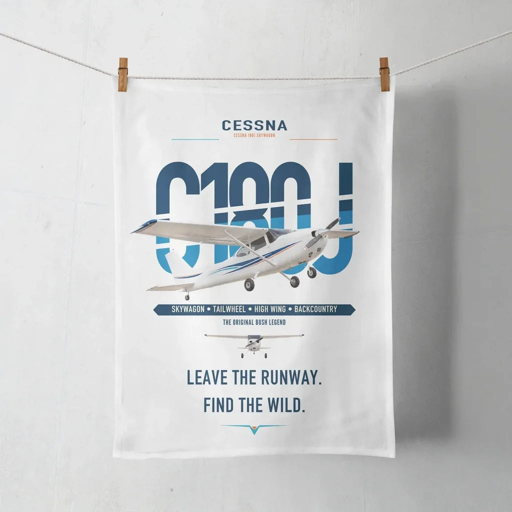 Cessna 180J Skywagon design on white towel