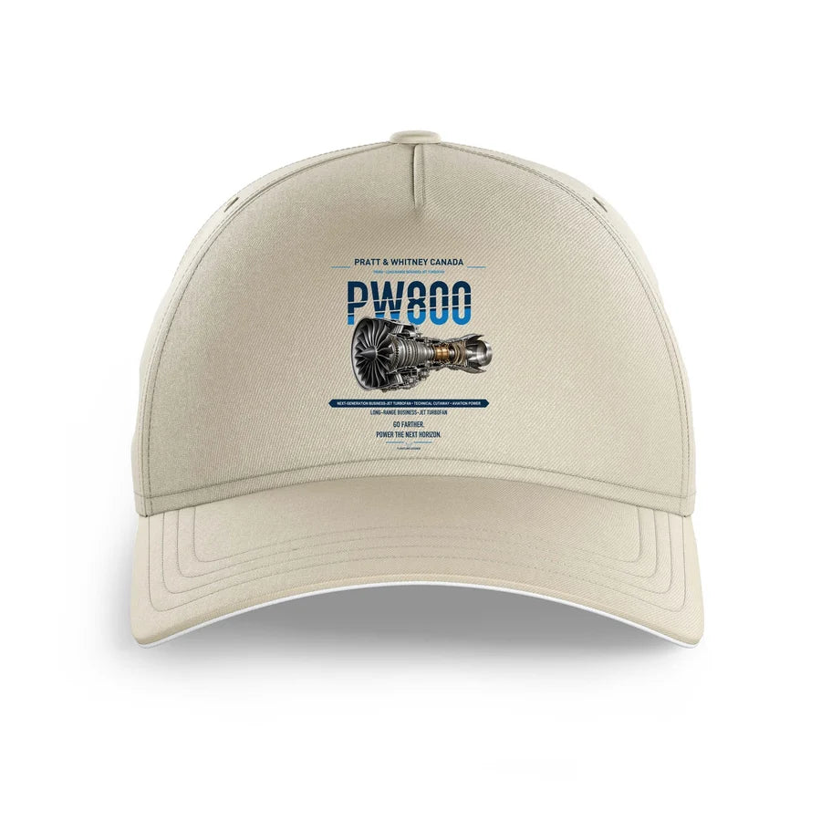 PW800 design on beige printed hat