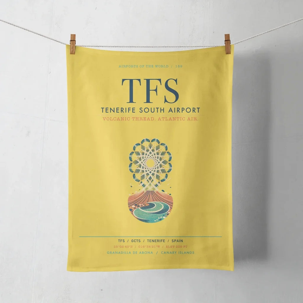 Tenerife South Airport (TFS) design on yellow towel