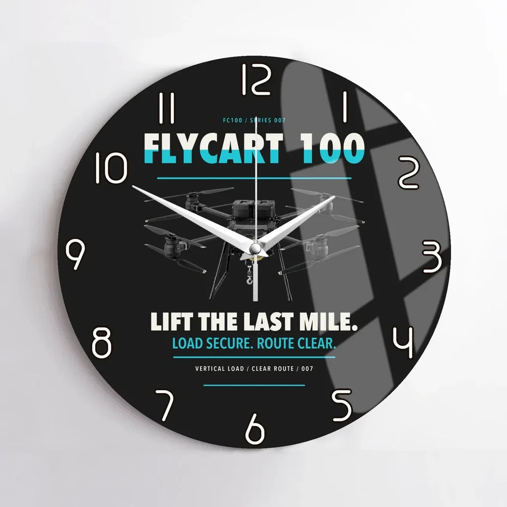 DJI FlyCart 100 design on black no frame wall clock