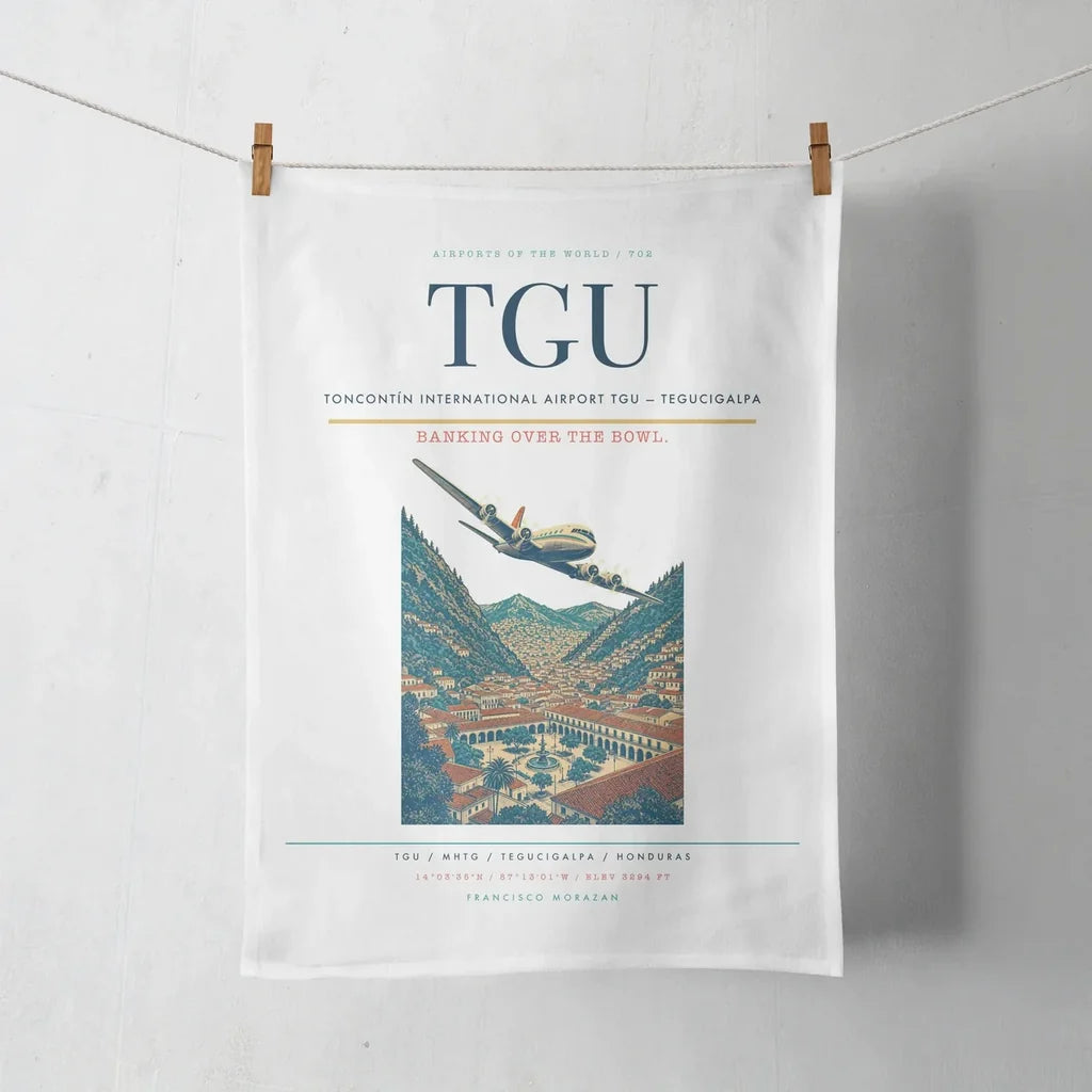Toncontín International Airport (TGU) design on white towel