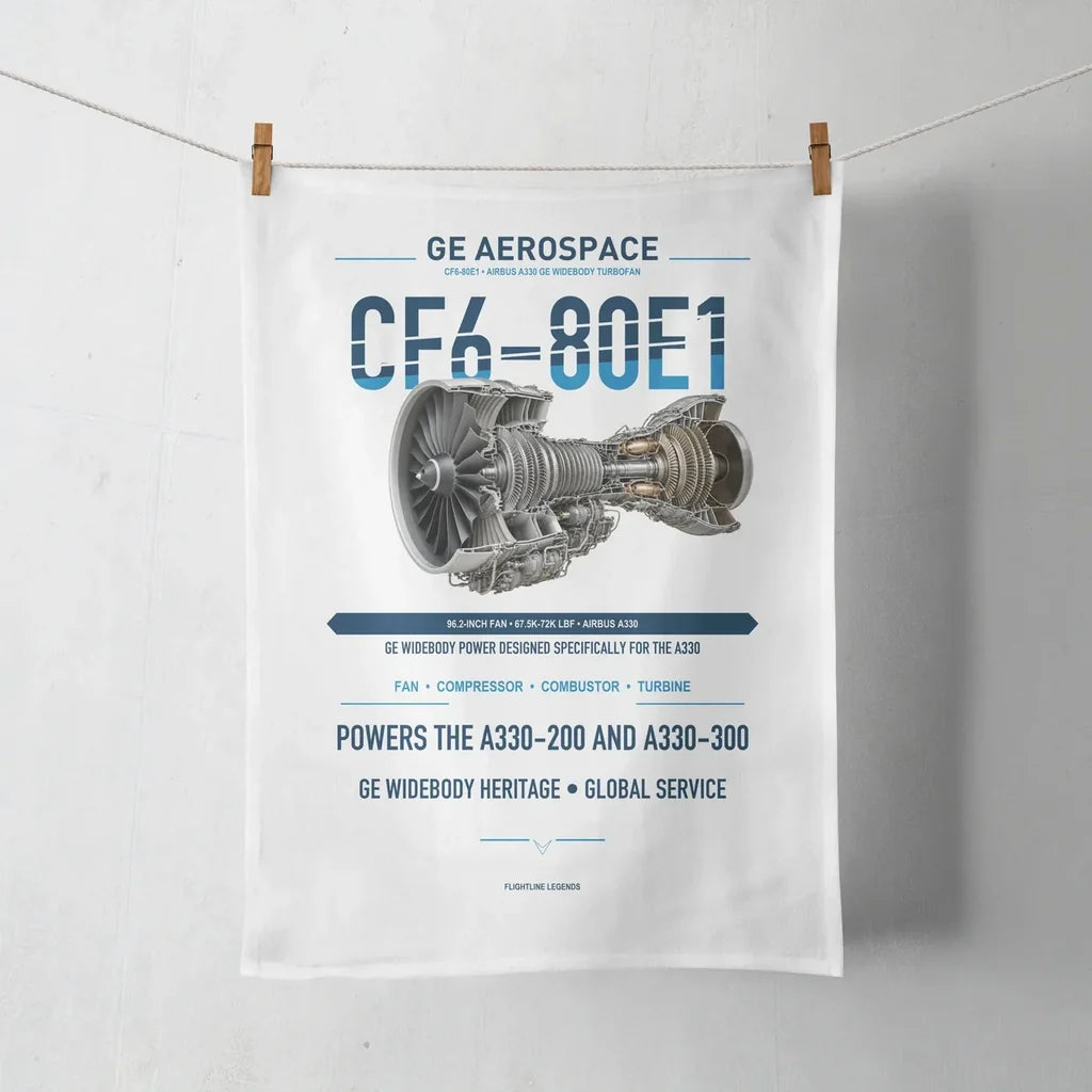 CF6-80E1 design on white towel