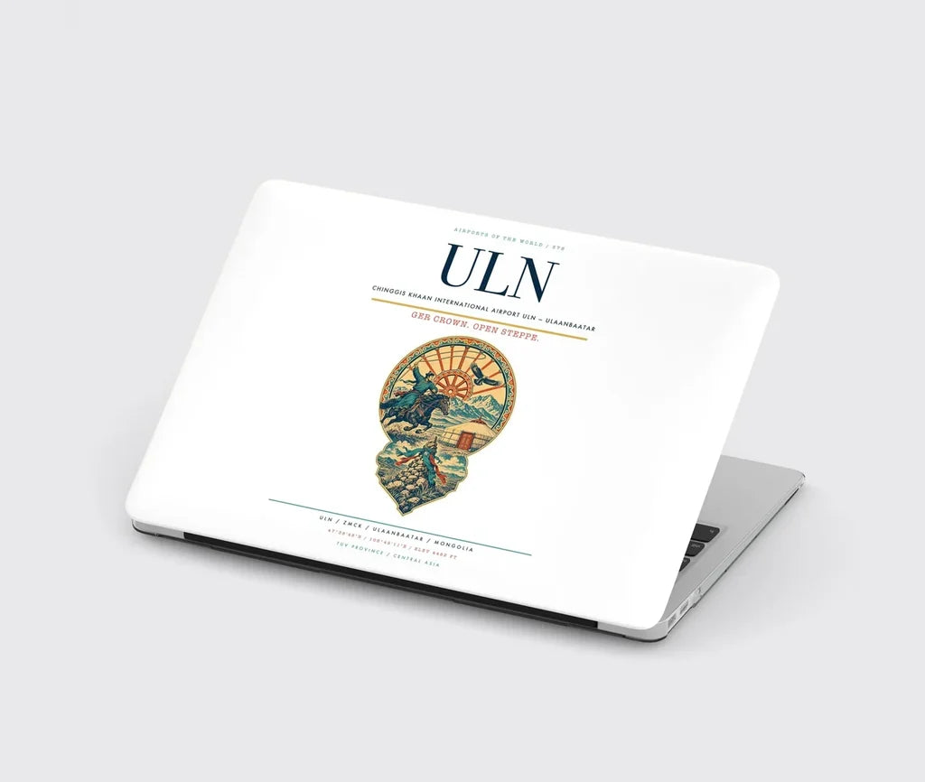 Chinggis Khaan International Airport (ULN) design on white MacBook case
