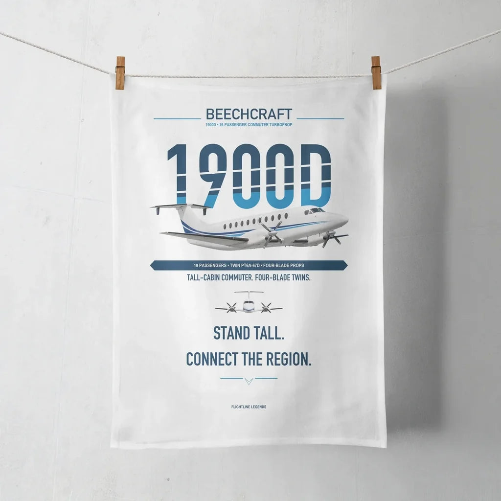 Beechcraft 1900D design on white towel