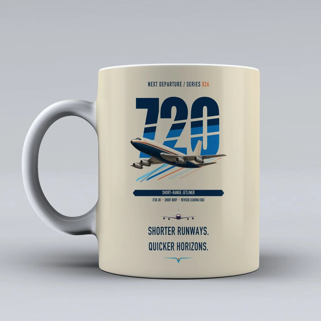 Boeing 720B double-side print on beige ceramic mug