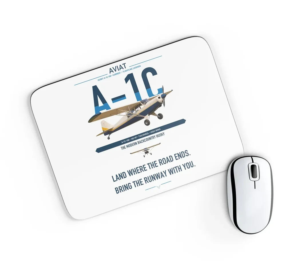 Aviat Husky A-1C-180 design on white rectangle mouse pad