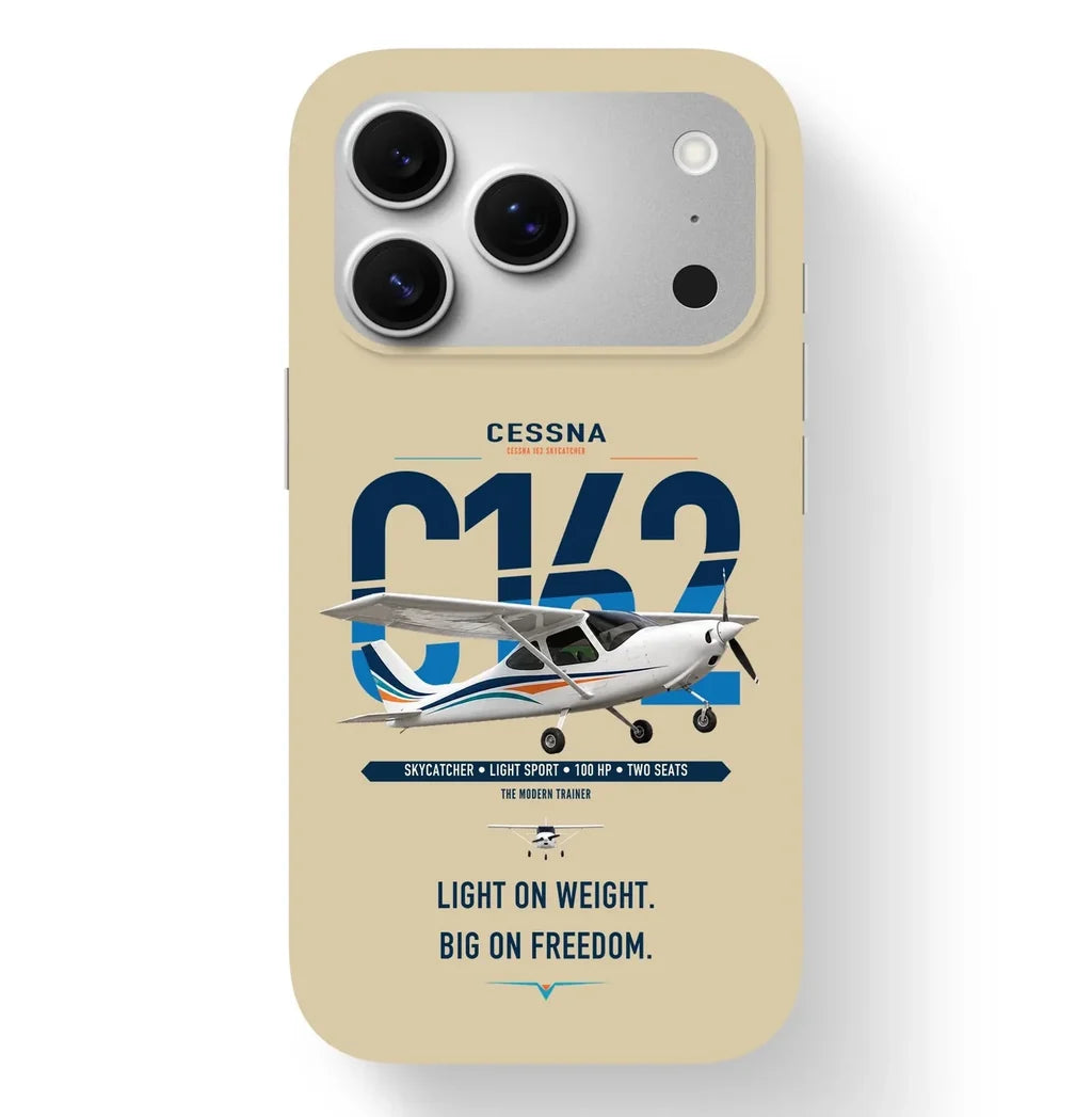 Cessna 162 Skycatcher design on beige magsafe iphone case, for iPhone 17 Pro