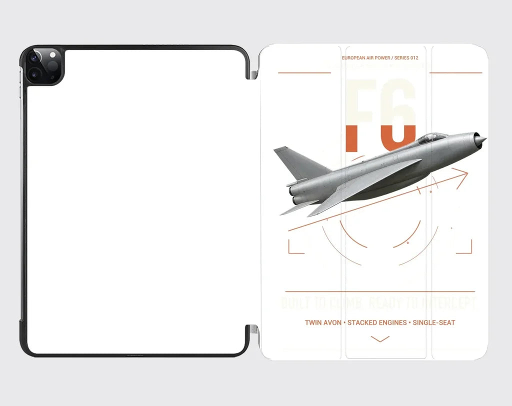 English Electric Lightning F6 design on white ipad tablet case