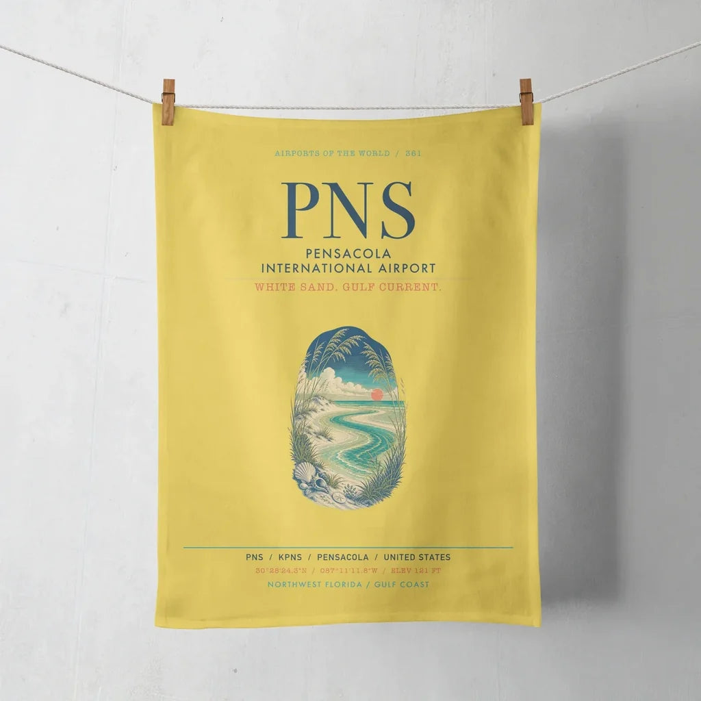 Pensacola International Airport (PNS) design on yellow towel