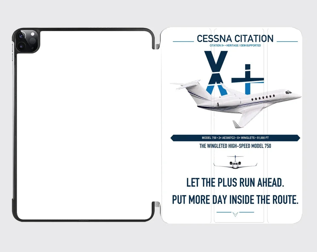 Cessna Citation X+ design on white ipad tablet case