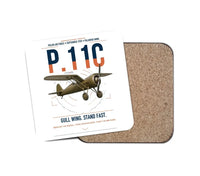 Thumbnail for PZL P.11c design on white 1 piece coaster