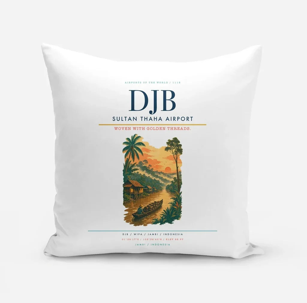Sultan Thaha Airport (DJB) design on white pillow