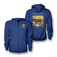 Thumbnail for VINTAGE G4037 - The Air Circus Train - Premium Zipped Hoodie design on blue