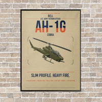 Thumbnail for Bell AH-1G Cobra vertical canvas print - framed - beige background