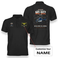 Thumbnail for MD Helicopters MD 902 Explorer design on black+name double-side polo t-shirt, double-side print