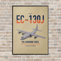 Thumbnail for EC-130J Commando Solo III vertical canvas print - framed - beige background