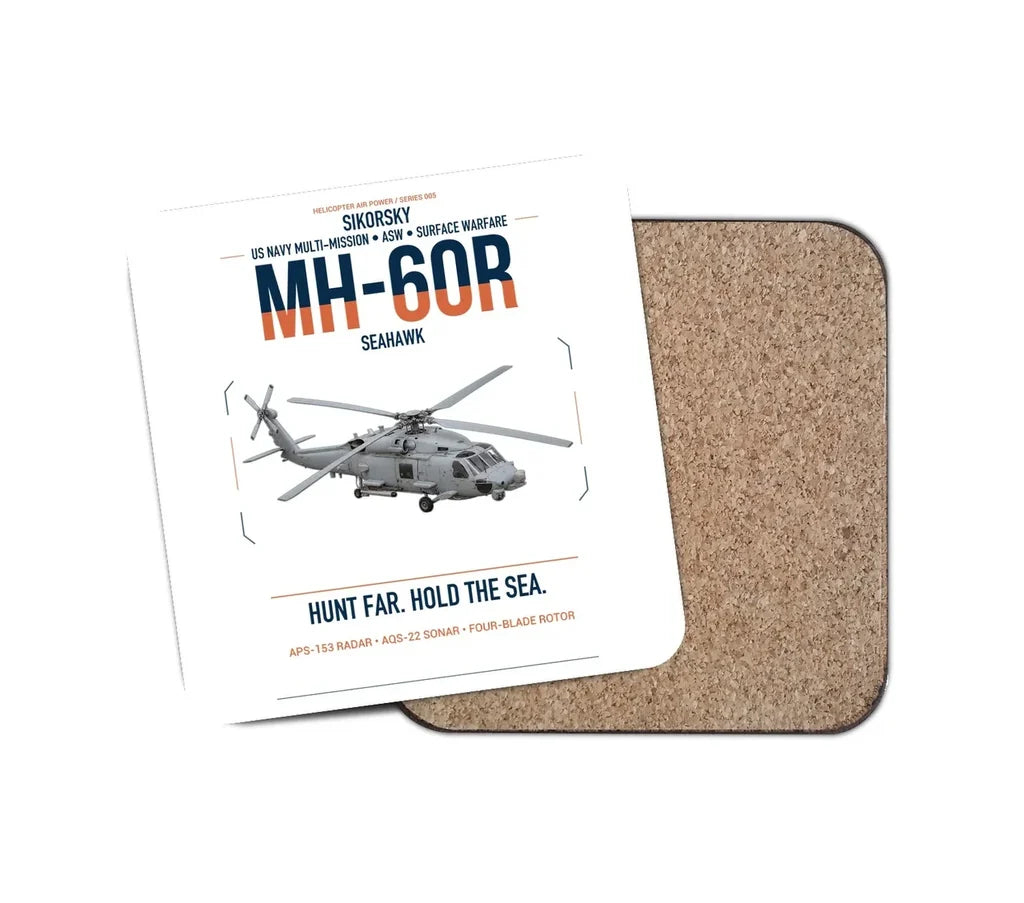 Sikorsky MH-60R Seahawk design on white 1 piece coaster