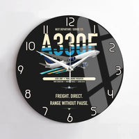 Thumbnail for Airbus A330-200F design on black no frame wall clock