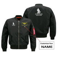 Thumbnail for Singapore Airlines logo on black + name bomber jacket