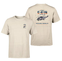 Thumbnail for Sikorsky S-61N design on beige t-shirt, double-side print