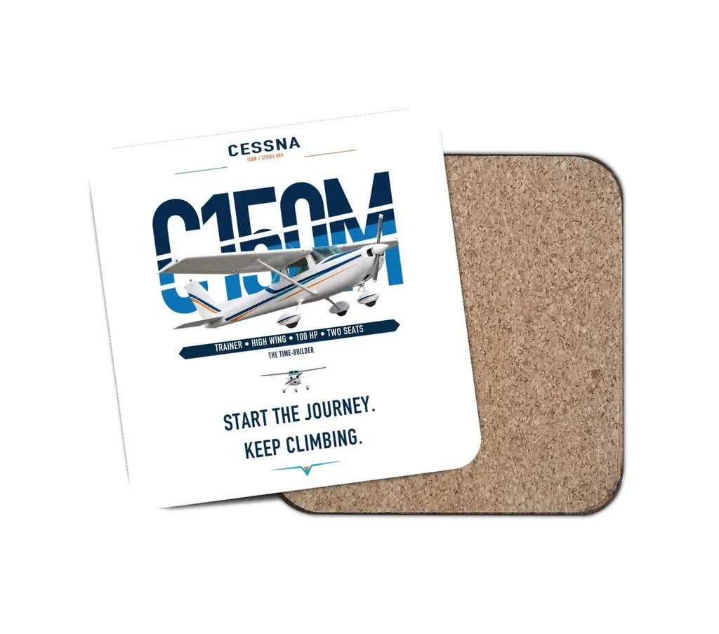 Cessna 150M design on white 1 piece coaster