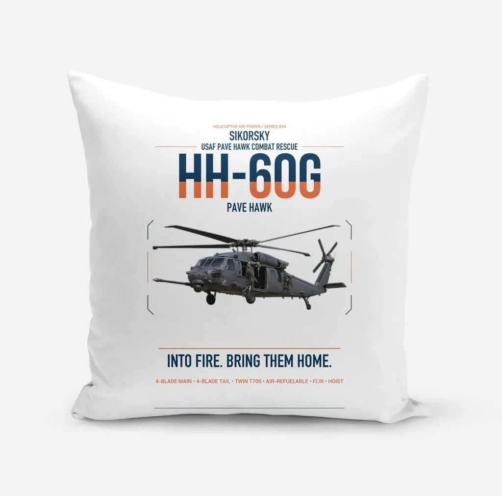Sikorsky HH-60G Pave Hawk design on white pillow