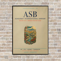 Thumbnail for Ashgabat International Airport ASB vertical canvas print - framed - beige background