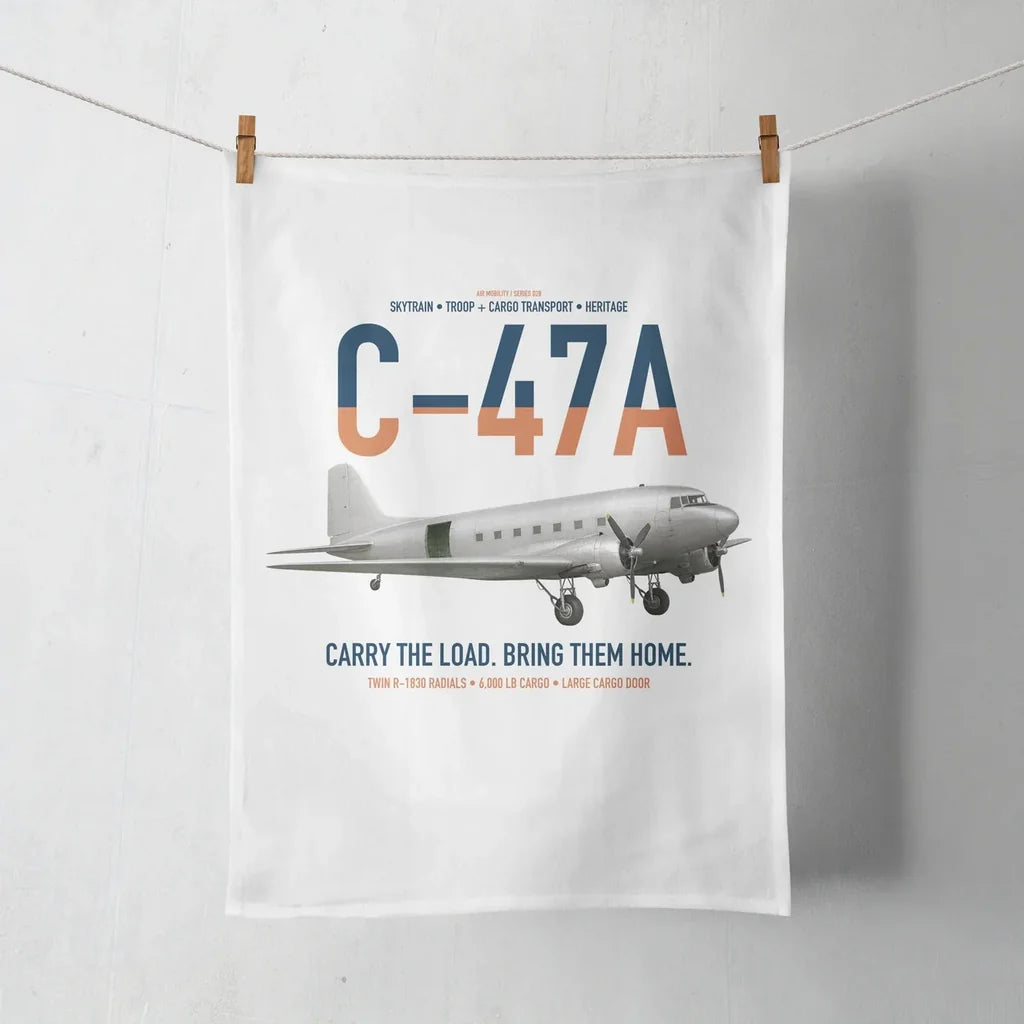C-47A Skytrain design on white towel