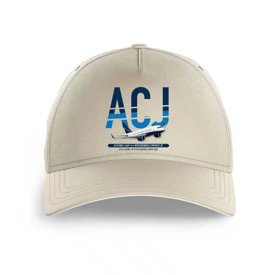 Airbus ACJ319neo design on beige printed hat