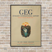 Thumbnail for Spokane International Airport GEG vertical canvas print - framed - beige background