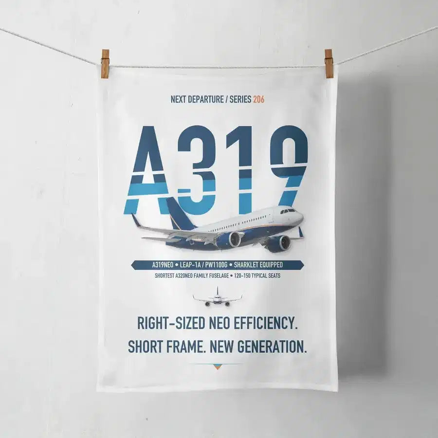 Airbus A319neo design on white towel