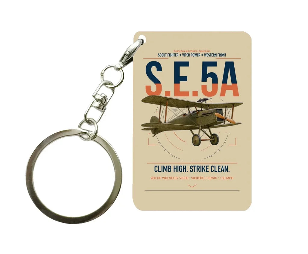 Royal Aircraft Factory S.E.5a design on beige designed key chain, double-side print