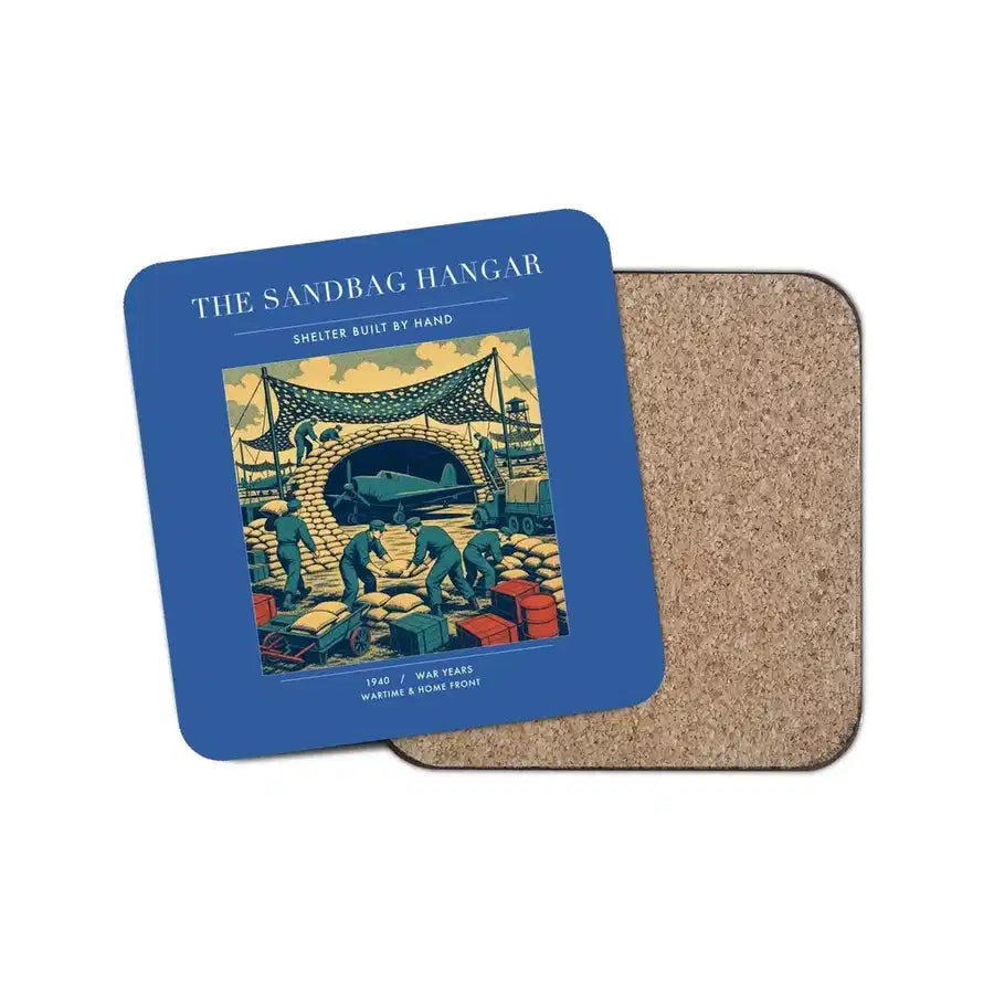 The Sandbag Hangar - Designed Coasters design on blue 1-piece