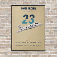 Thumbnail for Bombardier Learjet 23 vertical canvas print - framed - beige background