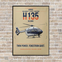 Thumbnail for Airbus H135 vertical canvas print - framed - beige background