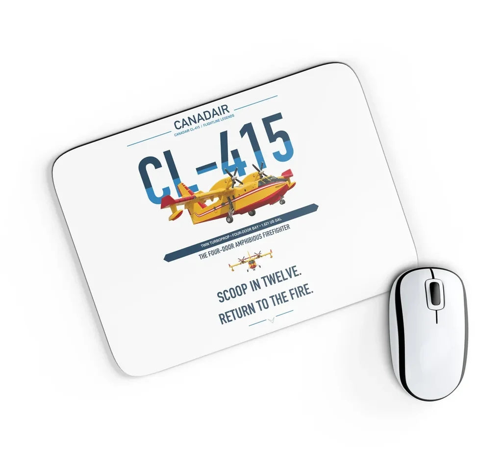 Canadair CL-415 design on white rectangle mouse pad