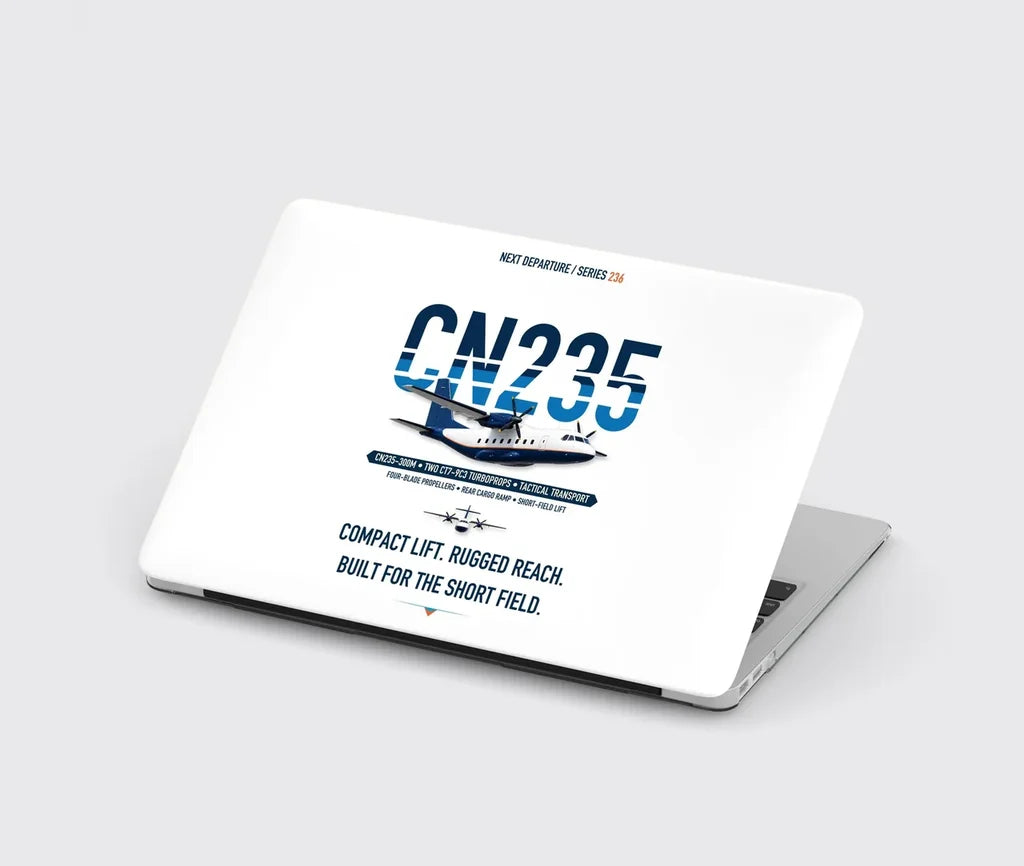 Airbus CN235-300M design on white MacBook case