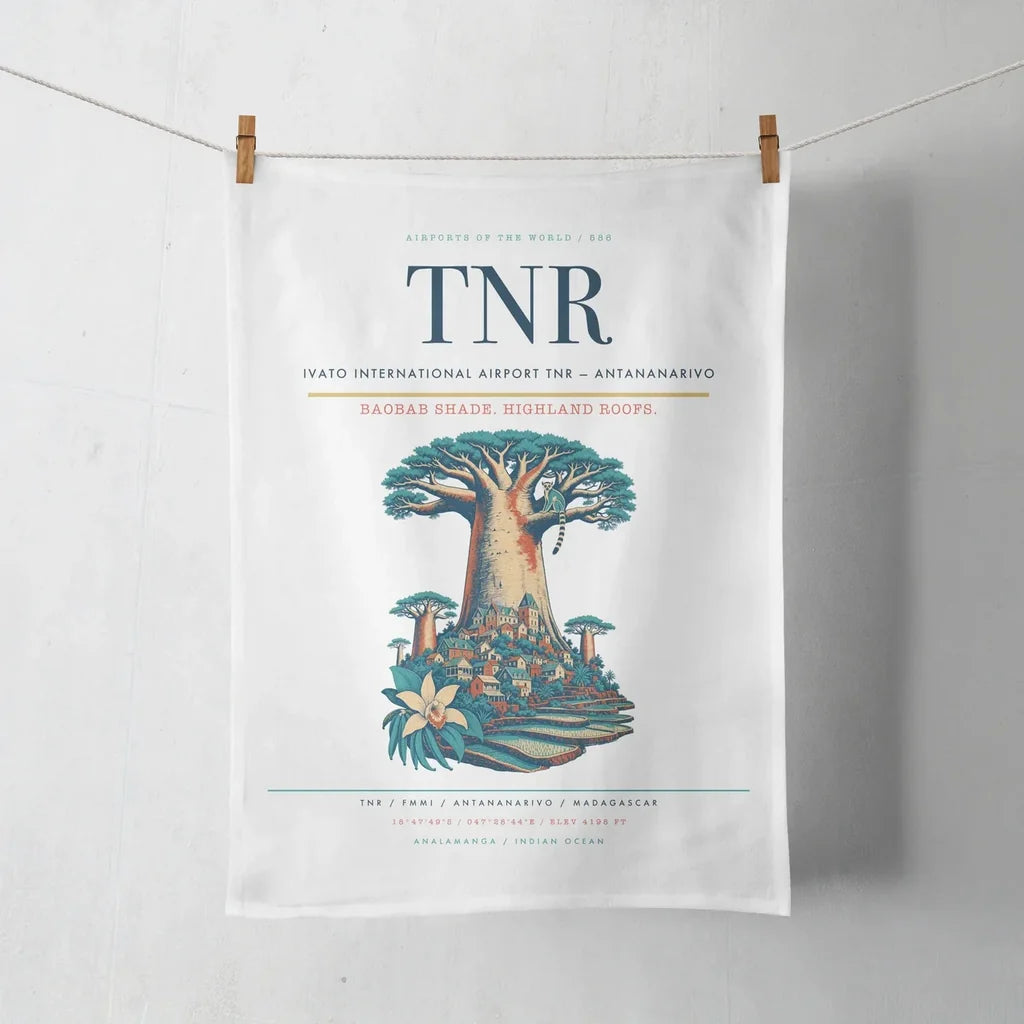 Ivato International Airport (TNR) design on white towel