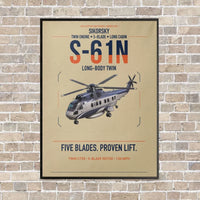 Thumbnail for Sikorsky S-61N vertical canvas print - framed - beige background