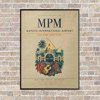 Thumbnail for Maputo International Airport MPM vertical canvas print - framed - beige background