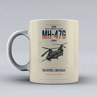 Thumbnail for Boeing MH-47G Chinook design on beige ceramic mug, double-side print