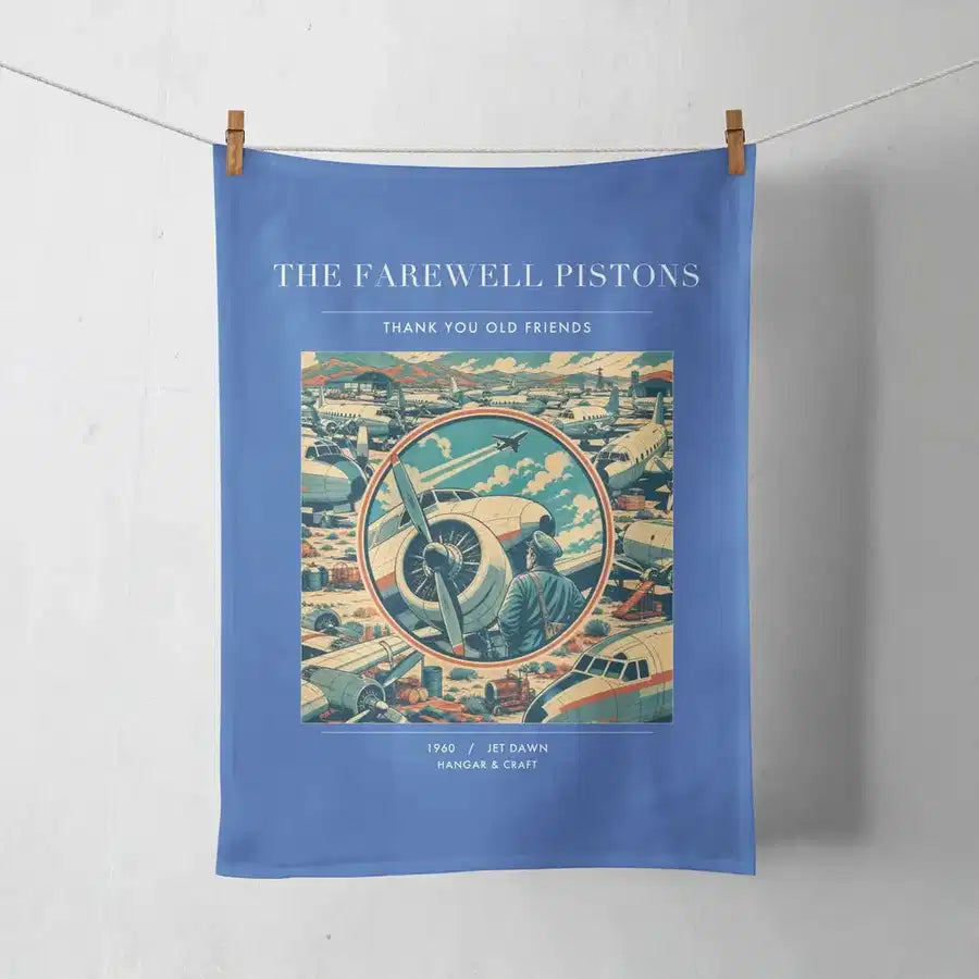 VINTAGE G4131 - The Farewell Pistons - Designed Towels design on blue