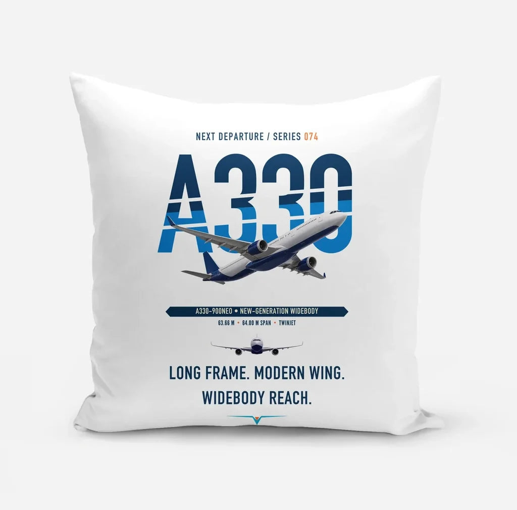 Airbus A330-900neo design on white pillow