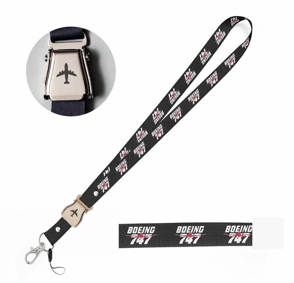 Amazing Boeing 747 seat belt lanyard - black
