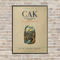 Thumbnail for Akron-Canton Airport CAK vertical canvas print - framed - beige background