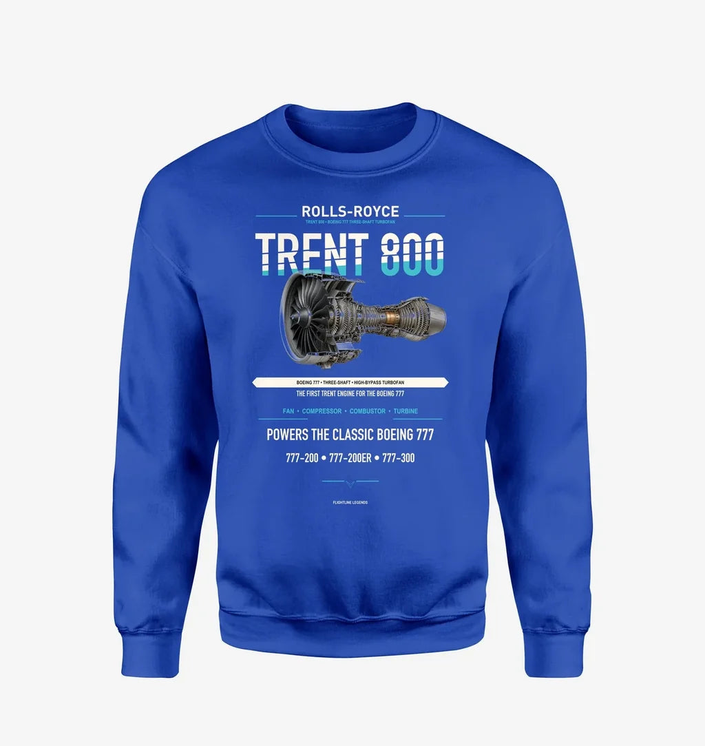 TRENT 800 design on blue sweatshirt