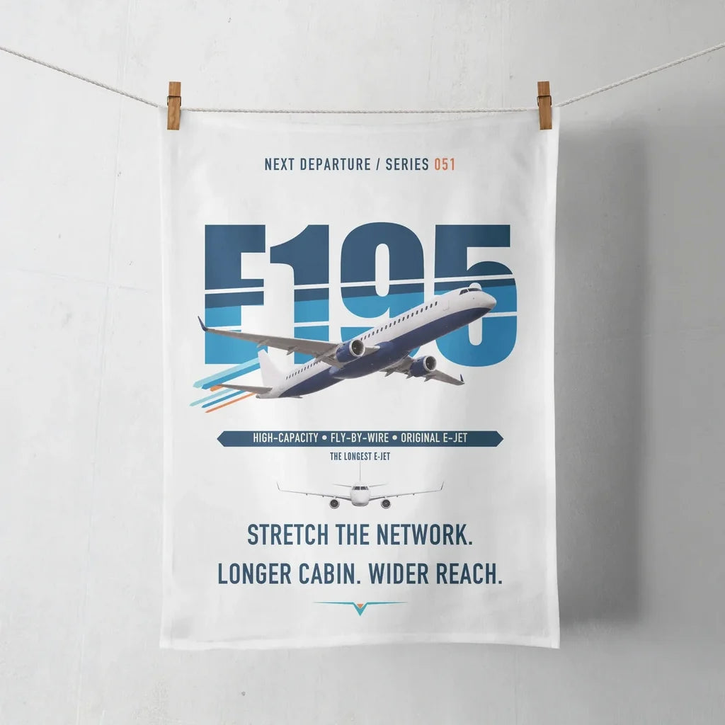 Embraer E195 design on white towel
