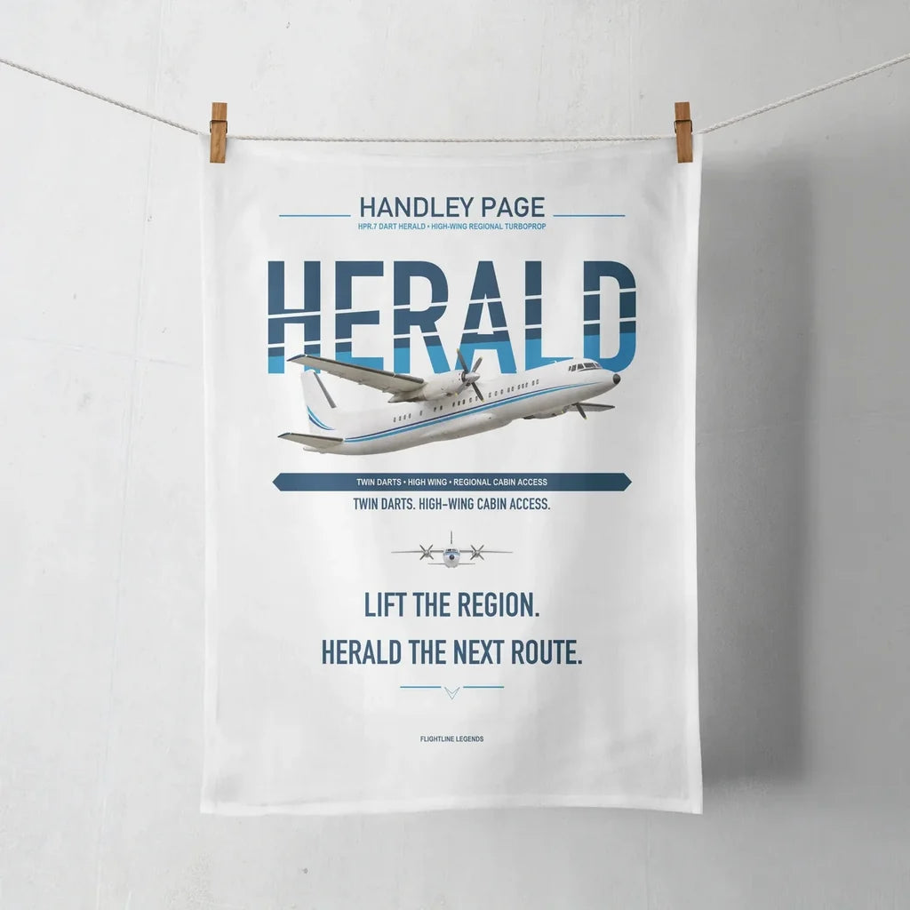 Handley Page HPR.7 Dart Herald design on white towel