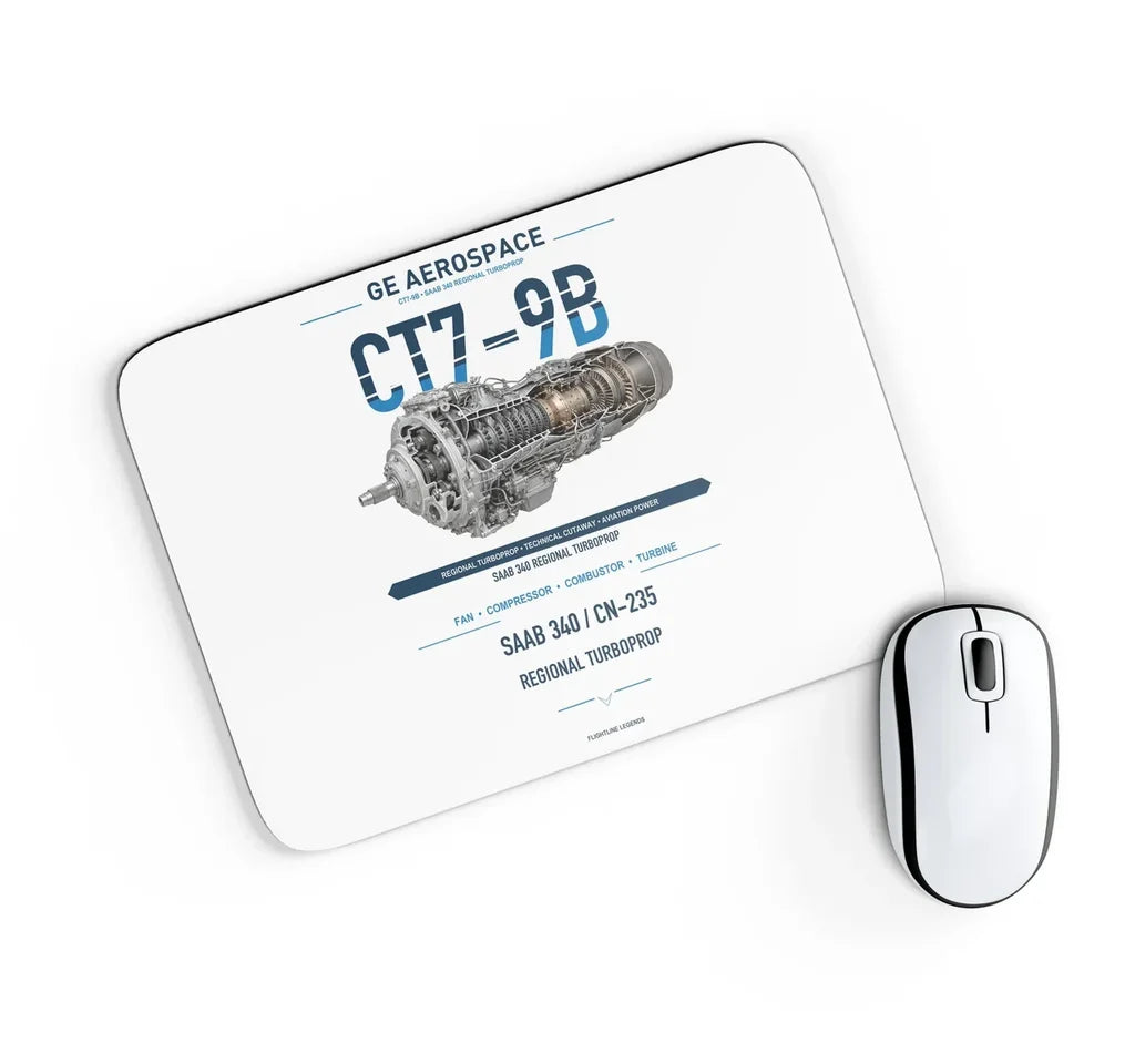 CT7-9B design on white rectangle mouse pad