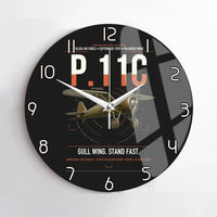 Thumbnail for PZL P.11c design on black no frame wall clock